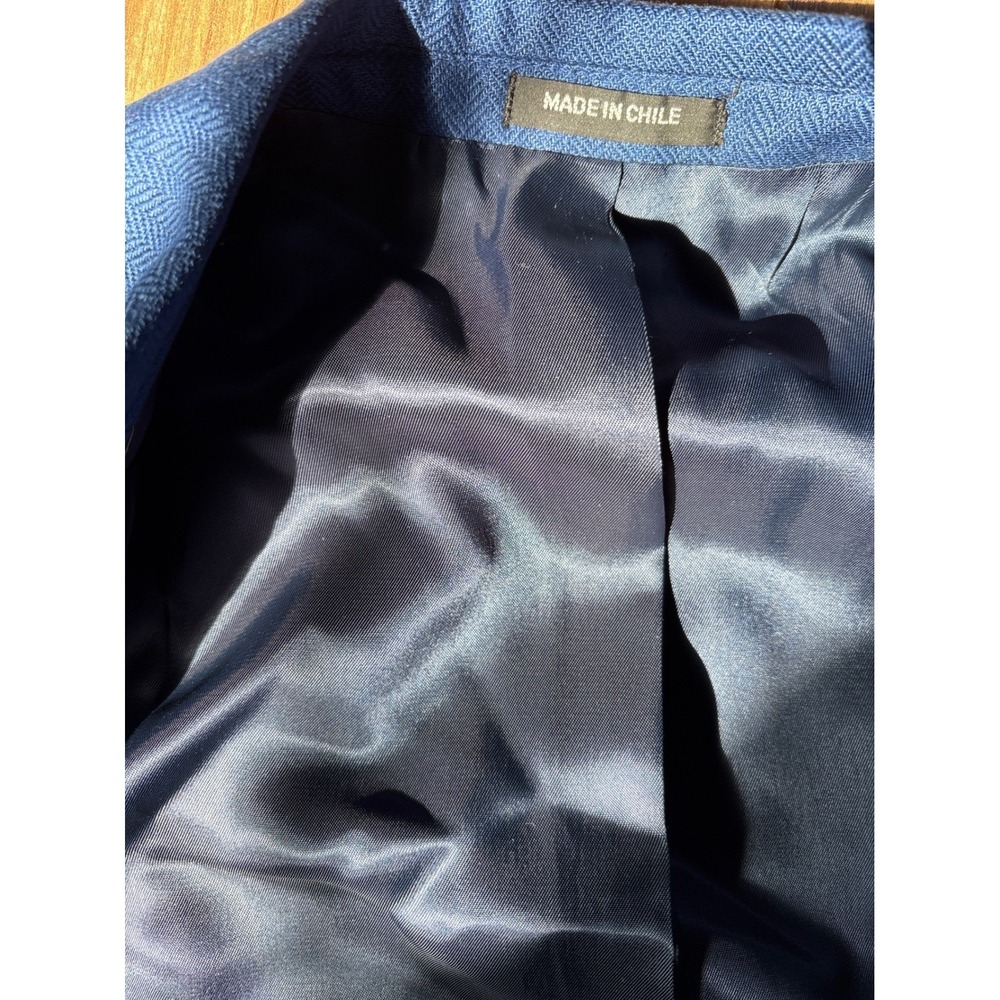 Rush Wilson Limited Blue Silk Herringbone Blazer Mens 43R Sport Coat - Picture 8 of 14